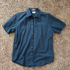 J. Crew Vintage Button Up Shirt Men's M Blue Short Sleeve 2 ply Cotton